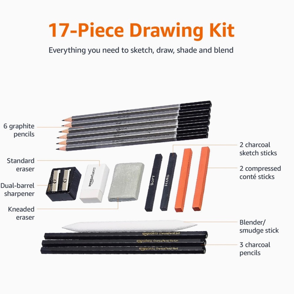17-piece drawing / sketching kit